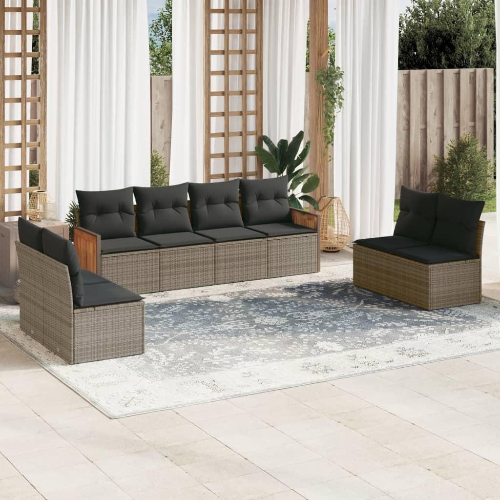 Sofasæt til haven 8 dele med hynder polyrattan grå billede