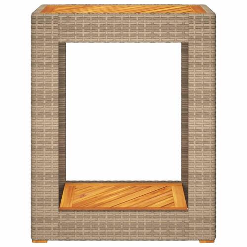 Havebord med trætop 60x40x75 cm polyrattan beige
