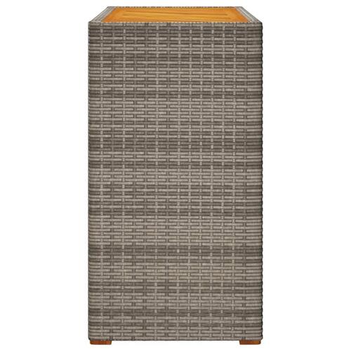 Havebord med trætop 100x40x75 cm polyrattan grå