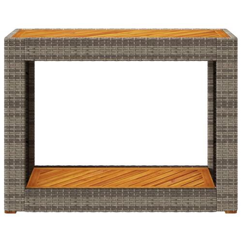 Havebord med trætop 100x40x75 cm polyrattan grå