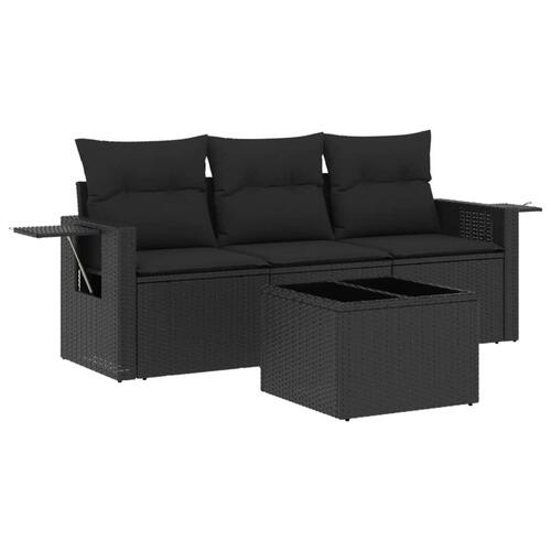Sofasæt til haven 4 dele med hynder polyrattan sort