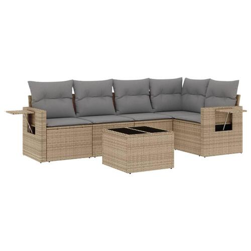 Sofasæt til haven 6 dele med hynder polyrattan beige