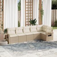 Sofasæt til haven 6 dele med hynder polyrattan beige