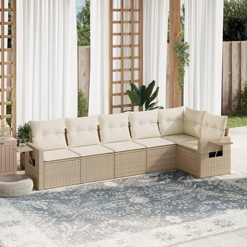 Sofasæt til haven 6 dele med hynder polyrattan beige