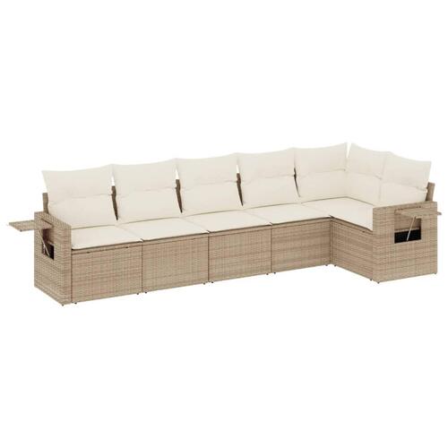 Sofasæt til haven 6 dele med hynder polyrattan beige