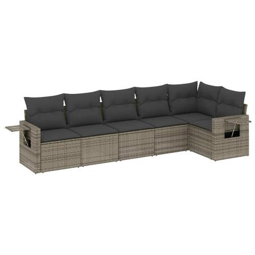 Sofasæt til haven 6 dele med hynder polyrattan grå