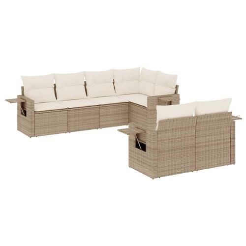 Sofasæt til haven 7 dele med hynder polyrattan beige