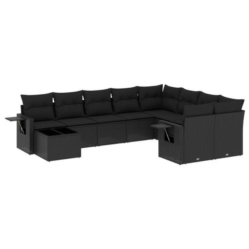 Sofasæt til haven 10 dele med hynder polyrattan sort