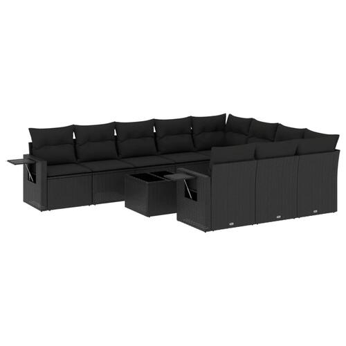 Sofasæt til haven 11 dele med hynder polyrattan sort