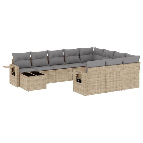 Sofasæt til haven 11 dele med hynder polyrattan beige