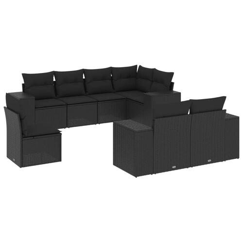 Sofasæt til haven 8 dele med hynder polyrattan sort