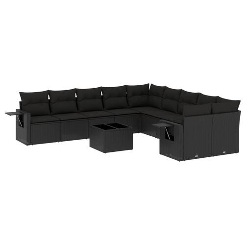 Sofasæt til haven 11 dele med hynder polyrattan sort