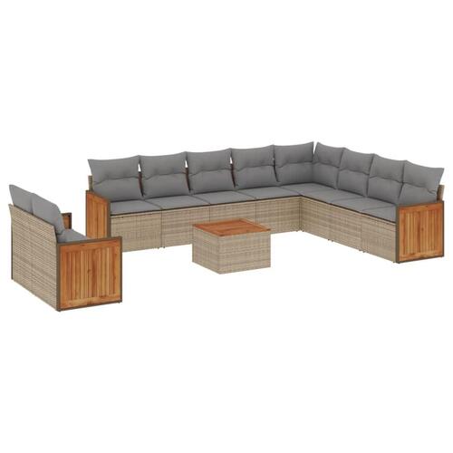 Sofasæt til haven 11 dele med hynder polyrattan beige