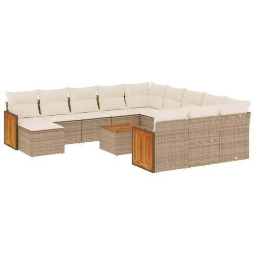 Sofasæt til haven 13 dele med hynder polyrattan beige