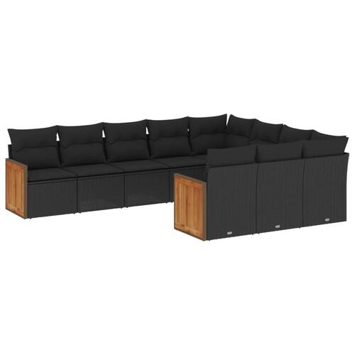 Sofasæt til haven 10 dele med hynder polyrattan sort