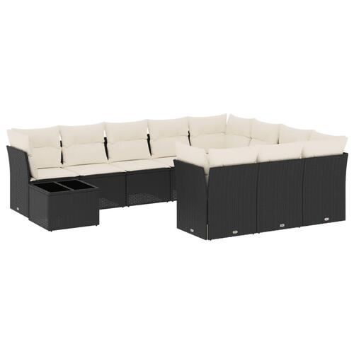 Sofasæt til haven 11 dele med hynder polyrattan sort