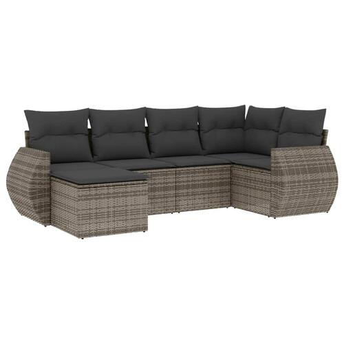 Sofasæt til haven 6 dele med hynder polyrattan grå