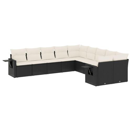 Sofasæt til haven 10 dele med hynder polyrattan sort