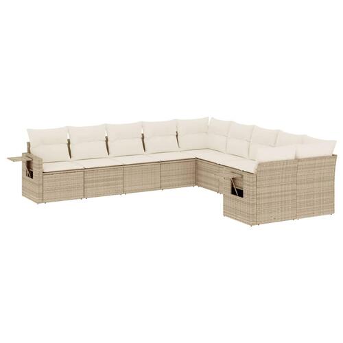 Sofasæt til haven 10 dele med hynder polyrattan beige