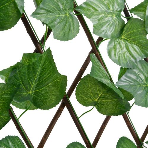 Espalier 5 stk. med kunstige vinblade 180x20 cm udvidelig grøn