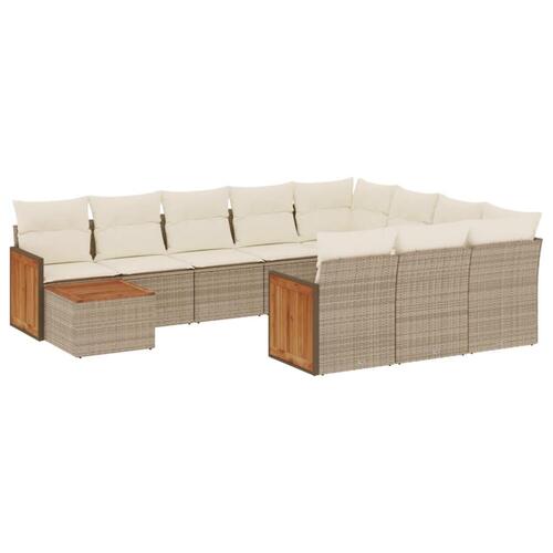 Sofasæt til haven 11 dele med hynder polyrattan beige