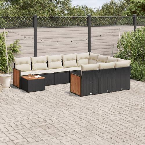 Sofasæt til haven 11 dele med hynder polyrattan sort