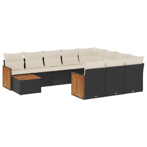 Sofasæt til haven 11 dele med hynder polyrattan sort