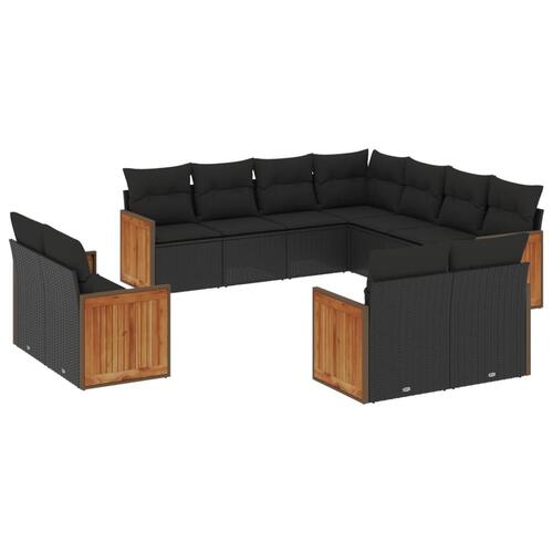 Sofasæt til haven 11 dele med hynder polyrattan sort