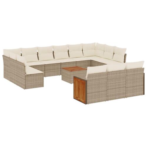 Sofasæt til haven 14 dele med hynder polyrattan beige