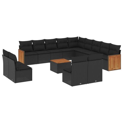 Sofasæt til haven 14 dele med hynder polyrattan sort
