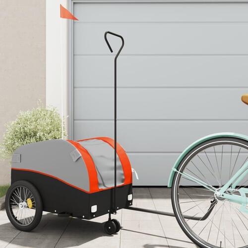 Cykelanhænger 30 kg jern sort og orange