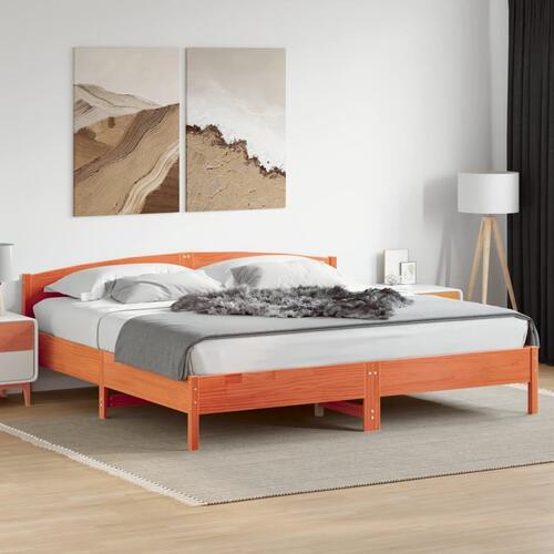 Sengeramme uden madras 200x200 cm massivt fyrretræ gyldenbrun