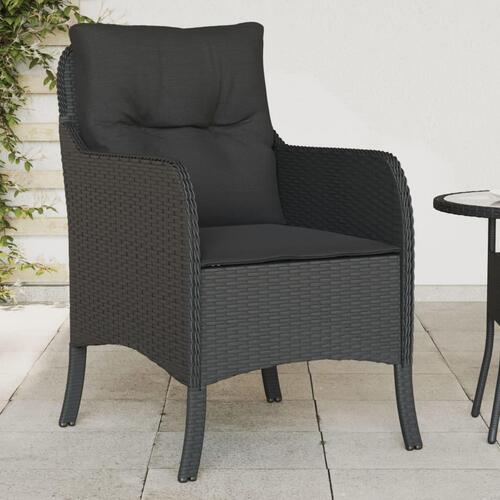 Havestole med hynder 2 stk. polyrattan sort