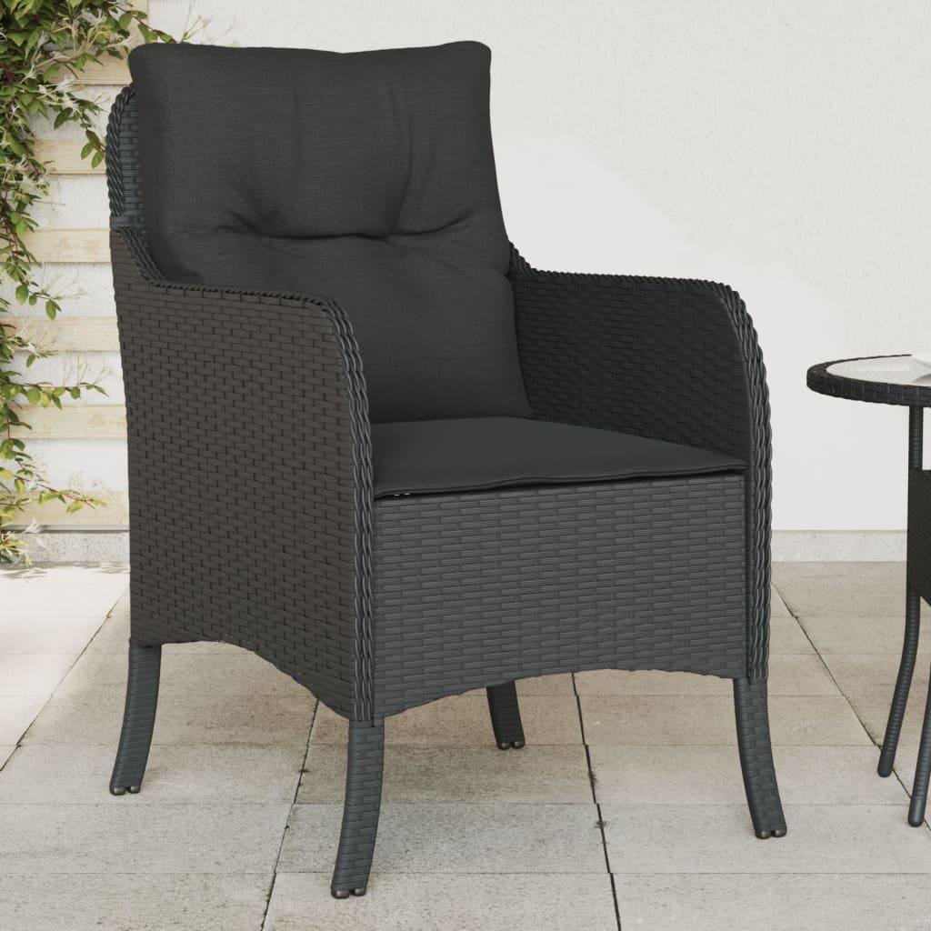Havestole med hynder 2 stk. polyrattan sort