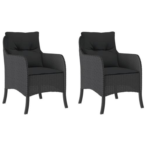 Havestole med hynder 2 stk. polyrattan sort