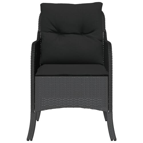 Havestole med hynder 2 stk. polyrattan sort