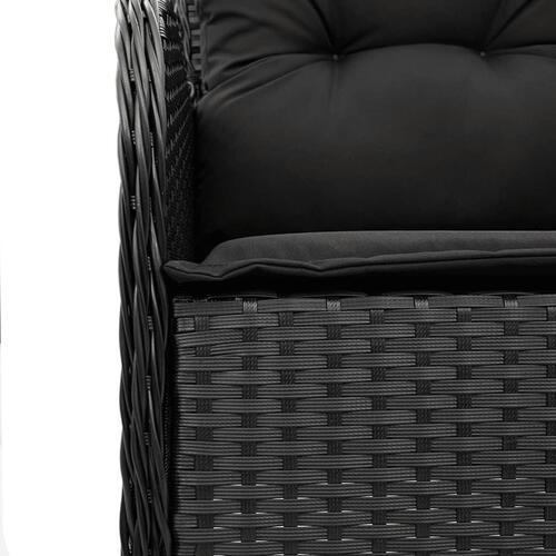 Havestole med hynder 2 stk. polyrattan sort