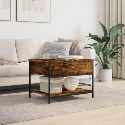 Sofabord 70x50x50 cm konstrueret træ og metal røget eg