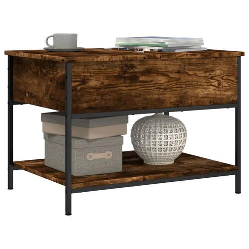Sofabord 70x50x50 cm konstrueret træ og metal røget eg