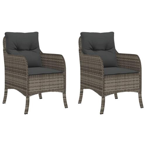 Havestole med hynder 2 stk. polyrattan grå
