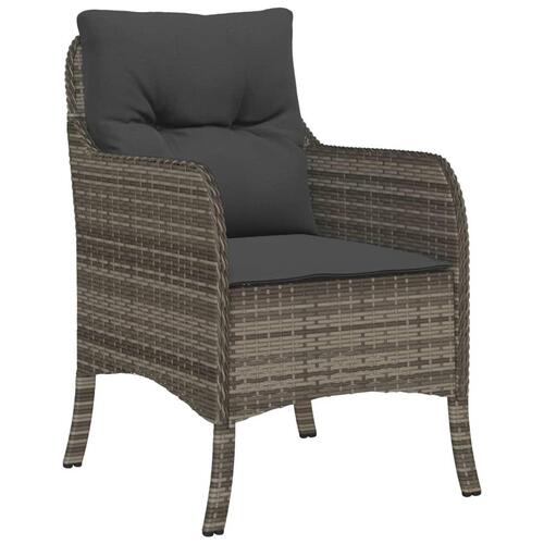 Havestole med hynder 2 stk. polyrattan grå