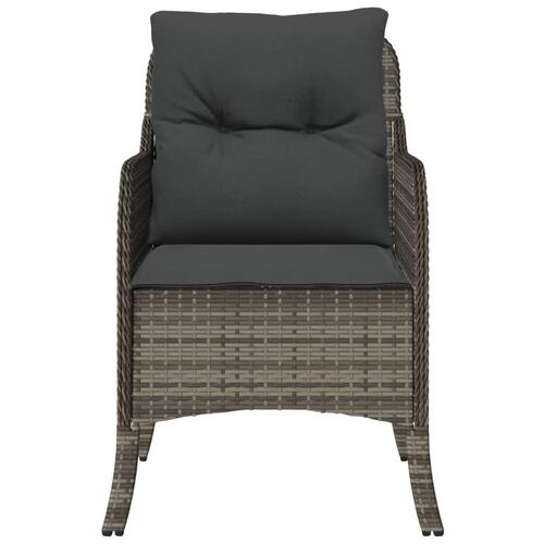 Havestole med hynder 2 stk. polyrattan grå