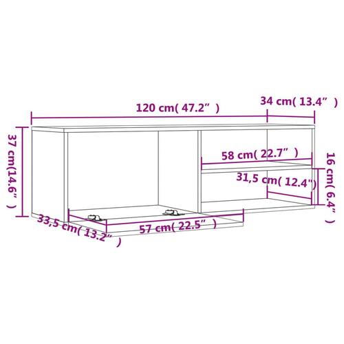 Tv-bord 120x34x37 cm konstrueret træ grå sonoma-eg