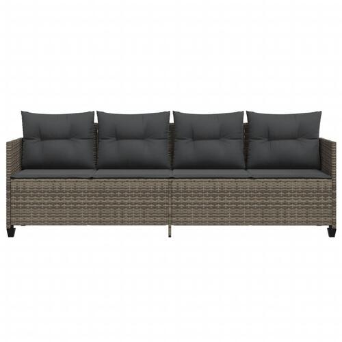 Loungesofa med hynder polyrattan grå