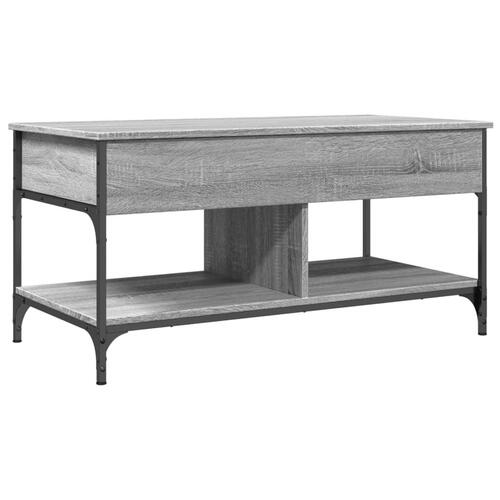 Sofabord 100x50x50 cm konstrueret træ og metal grå sonoma-eg