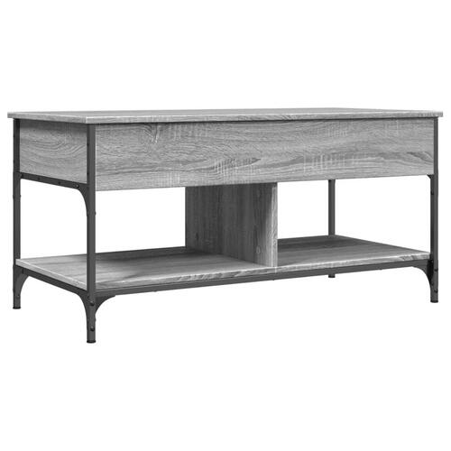 Sofabord 100x50x50 cm konstrueret træ og metal grå sonoma-eg