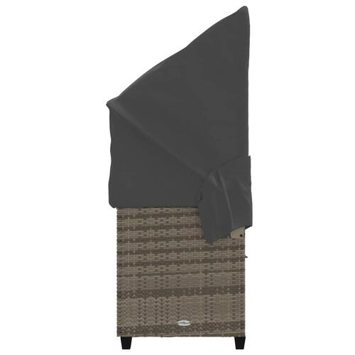 Loungesofa med baldakin og hynder polyrattan grå