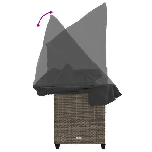 Loungesofa med baldakin og hynder polyrattan grå