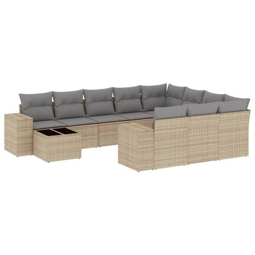 Sofasæt til haven 11 dele med hynder polyrattan beige