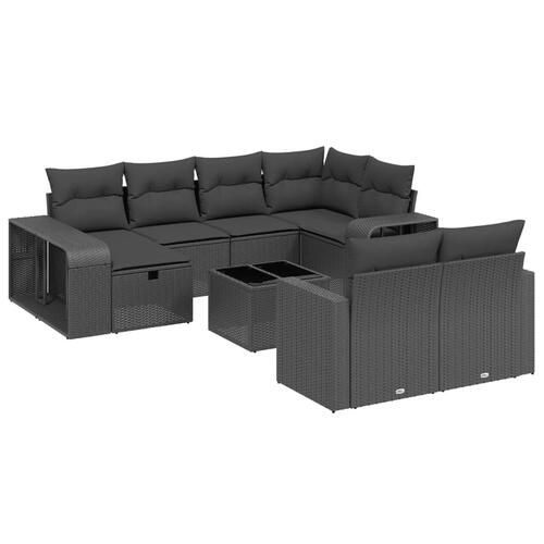 Sofasæt til haven 11 dele med hynder polyrattan sort